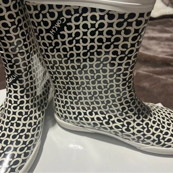 Coach Ursula Monogram Black and White Rain Boots - Picture 10 of 10